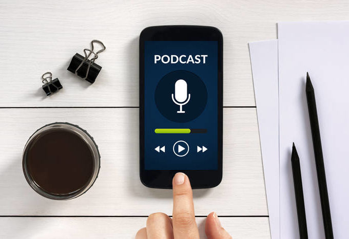 podcast on phone